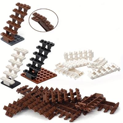 4pcs Staircase MOC Bricks 7x4x6 House Stairs Straight Open 30134 Steps Ladder Modular My City Building Block DIY Bricks Toy