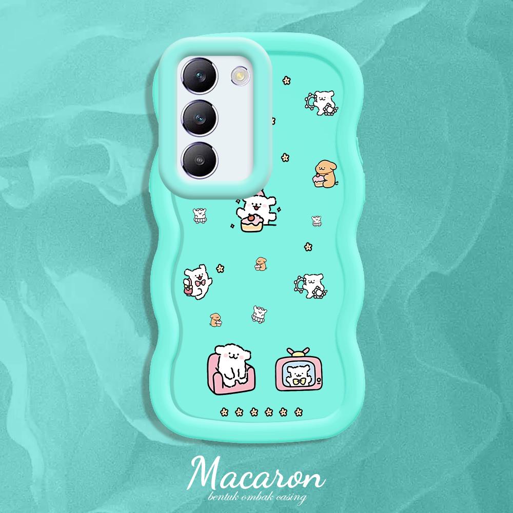 

М який силіконовий чохол Macaron Phone Case з малюнком Big Wave Edge Протиударний захисний гумовий чохол для OnePlus Vivo Motorola Moto Vivo Y400 Pro 5G синій