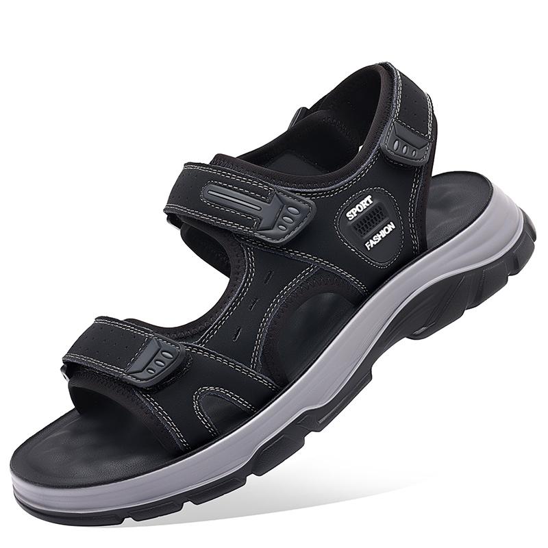 Mode 2024 Sommer Herren Weiches Leder Herren Ledersandalen Atmungsaktiv Rutschfest Rindsehnensohle Lässige Lederschuhe Outdoor Strandschuhe