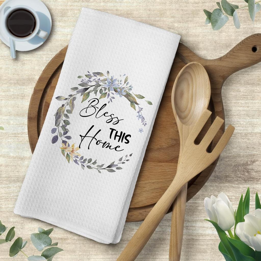 Voatok Bless This Home Kitchen Towels, Housewarming Gifts Hand Towels for Bathroom, Best Housewarming Gifts for New Home House Apartment Dish Tea