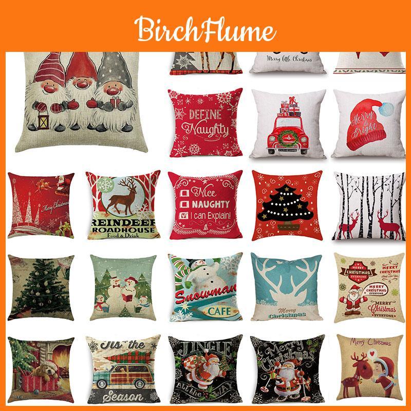 Stylish Christmas Xmas Linen Cushion Cover Featuring Unique Holiday Patterns And Colors