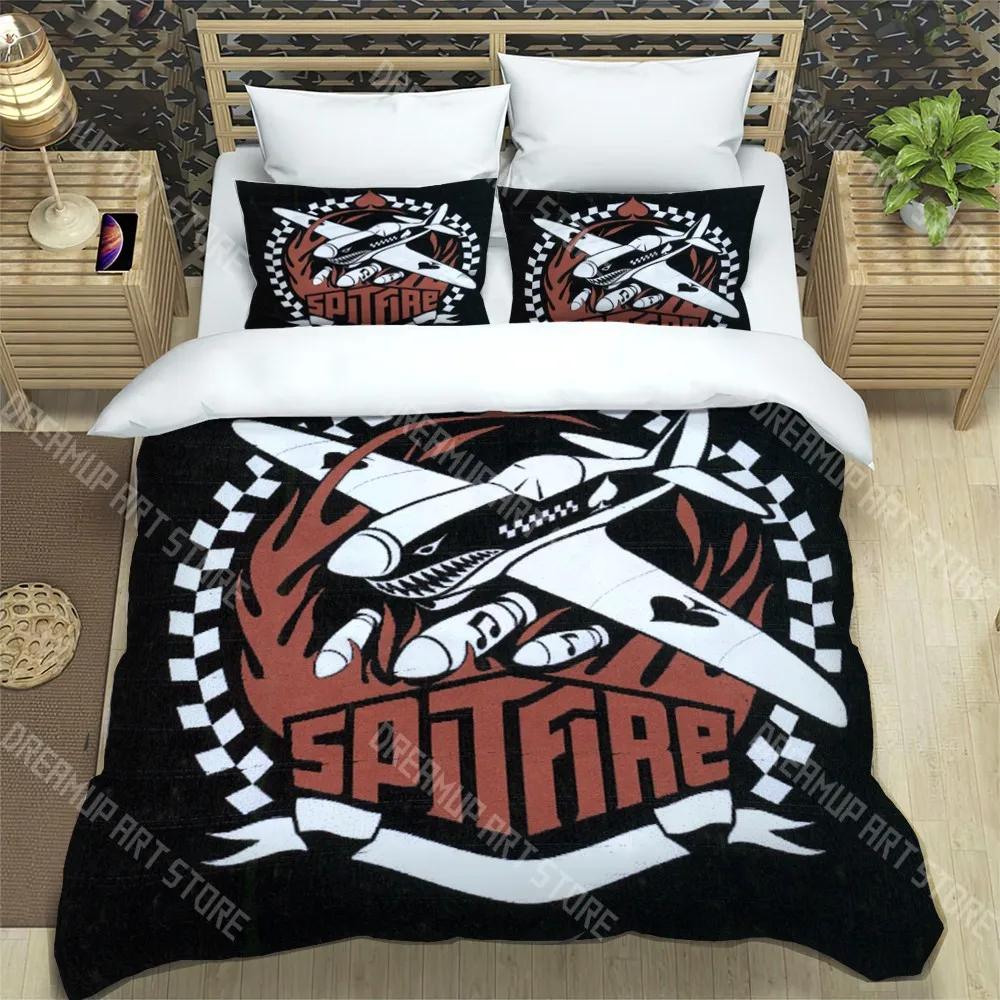 S-Spitfire Fashion Trendy Print Three-piece Set Suitable For Kids Or Adults Quilt Cover Pillowcase Bedding Set Birthday Gif