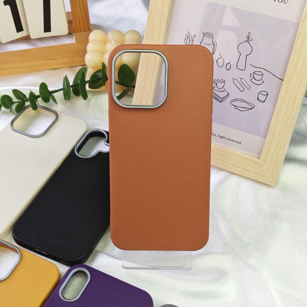 Photo Frame Leather Texture Case Ins Style Suitable for Apple 16 Pro Max Internet Celebrity Apple 15 Pro Full Protection Shockproof Phone Case
