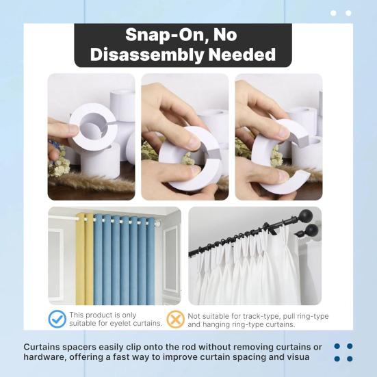 5/10Pcs Curtain Spacers EVA Foam Rollers 50/85mm White Curtain Shaper Uniform Spacing Rod Attachment Drapes Spacer for Home Office