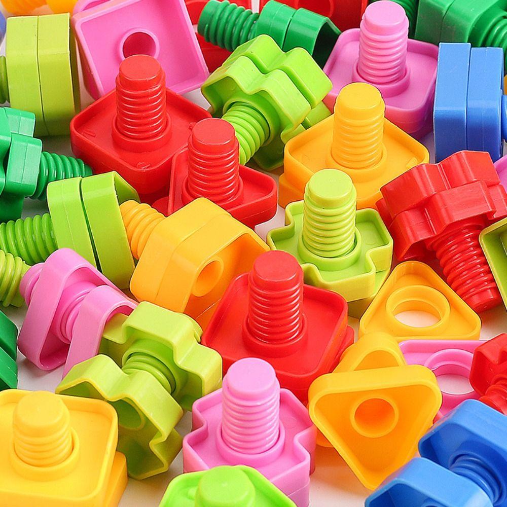 Screw Shape Screw Building Blocks Montessori Nut Shape Toys  Parent-Kid Interactive