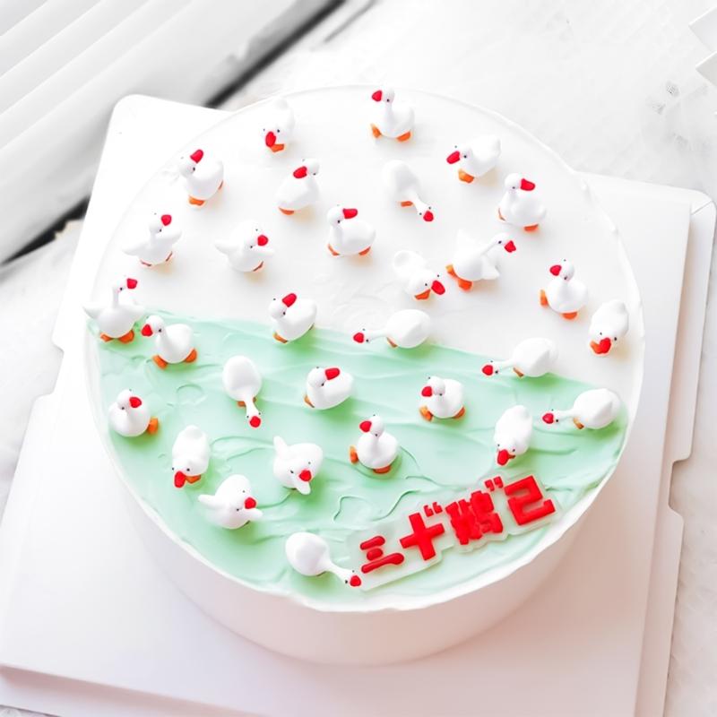 Miniature Geese Cake Decoration 3cm Rubber Duck Cake Ornament For Kids Birthday Baby Showers Anniversary Celebration