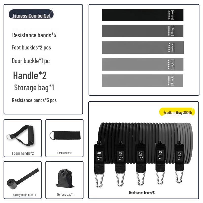 11-Piece Fitness Resistance Band Set