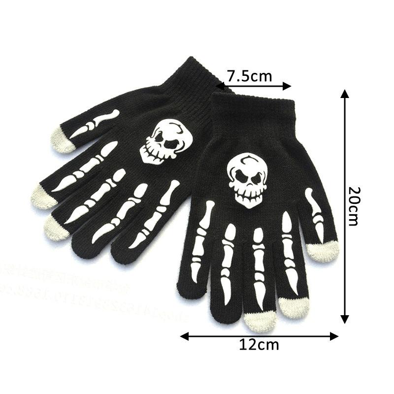 Children's gloves dispensing skull luminous gloves, festival performance warm fluorescent ghost claw knitted gloves