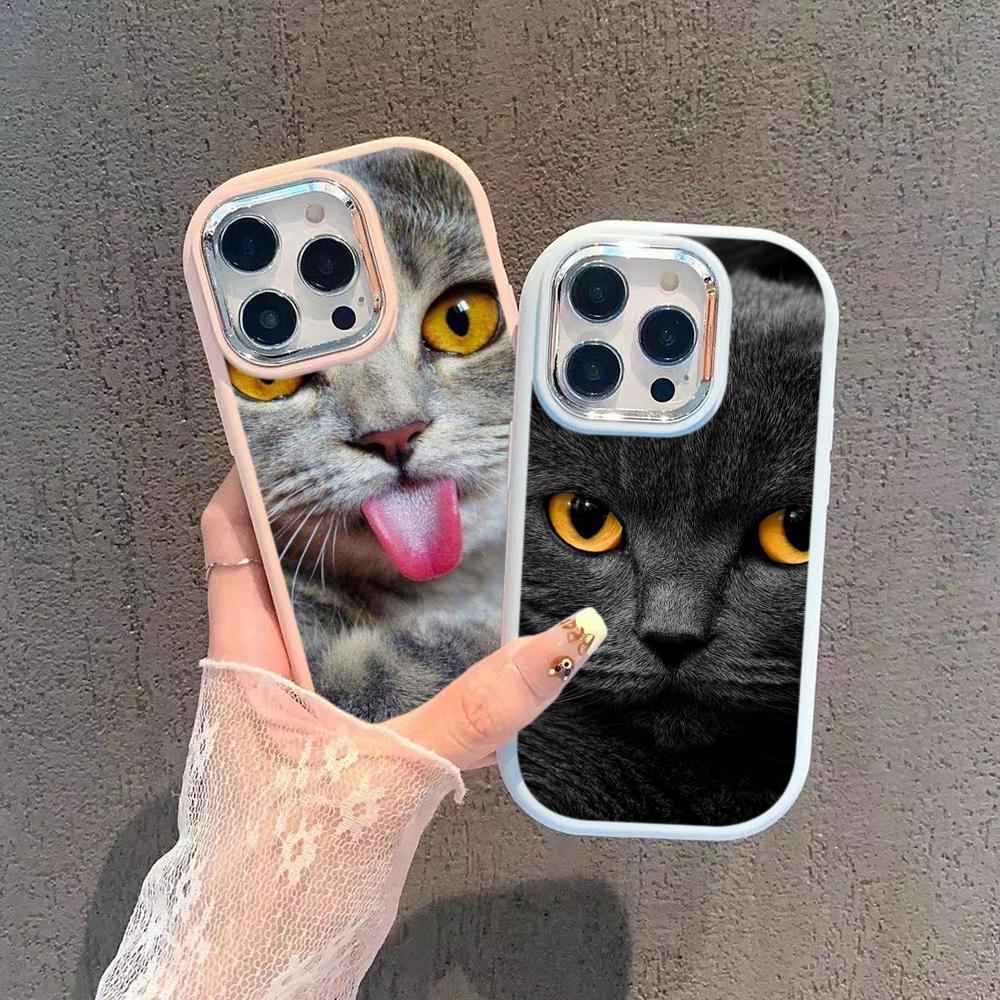 LZ3 Black Cat Green Eyes Soft Phone Case for Samsung S24 Ultra S23 Plus S21 FE A16 A54 A52 A06 Infinix Hot 40 30i Lens Protection Shockproof Cover