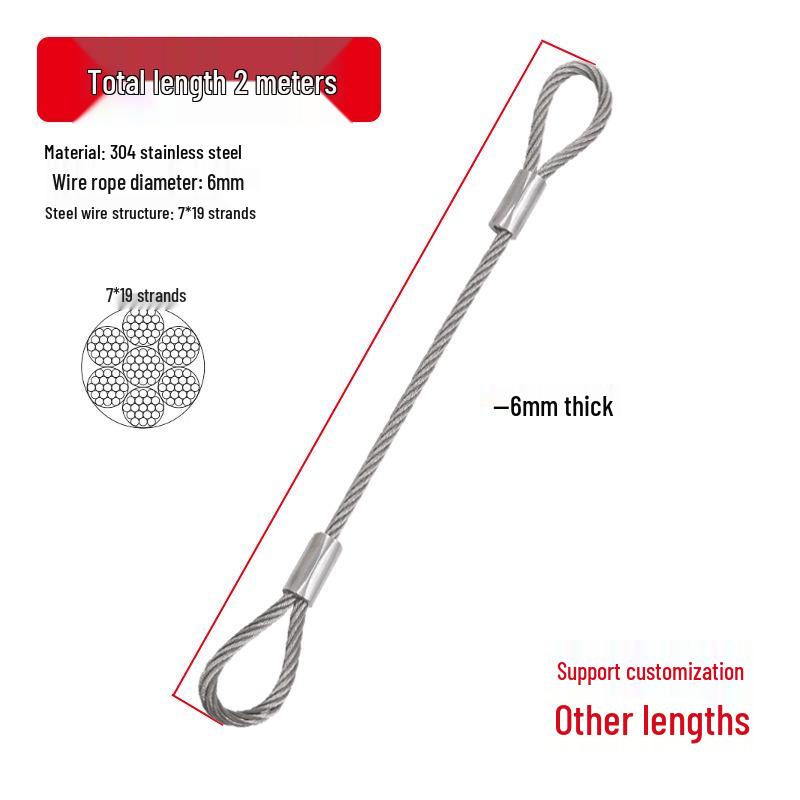 Rust-Proof, Wear-Resistant Steel Wire Rope with Aluminum Head - High Load-Bearing, Corrosion-Resistant, Thickened for Outdoor Industrial Safety