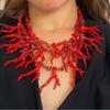 Exaggerated Beaded Coral Necklace Multi-Layer Bohemia Coralal Pendant Necklace Jewelry Colorful Ocean Style Beach Choker
