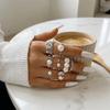 6/8/12 pcs/set Gold Sliver Open Ring Sets Zinc Zinc Alloy Floral Ring Elegant Geometric Baroque Ring  Gift