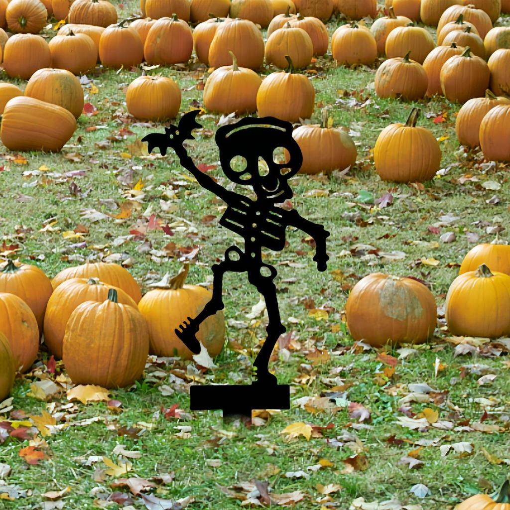 Outdoor Halloween Dancing Skeleton Metal Garden Silhouette