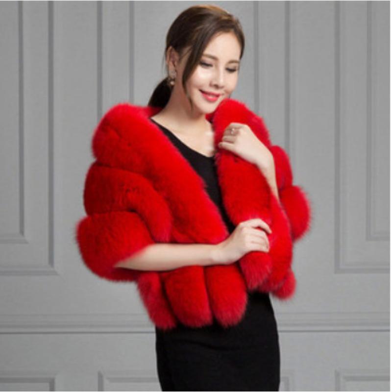 

Новое зимнее пальто имитация лисьего меха имитация норки кейп свадебная шаль куртка короткий жилет женское пальто One size