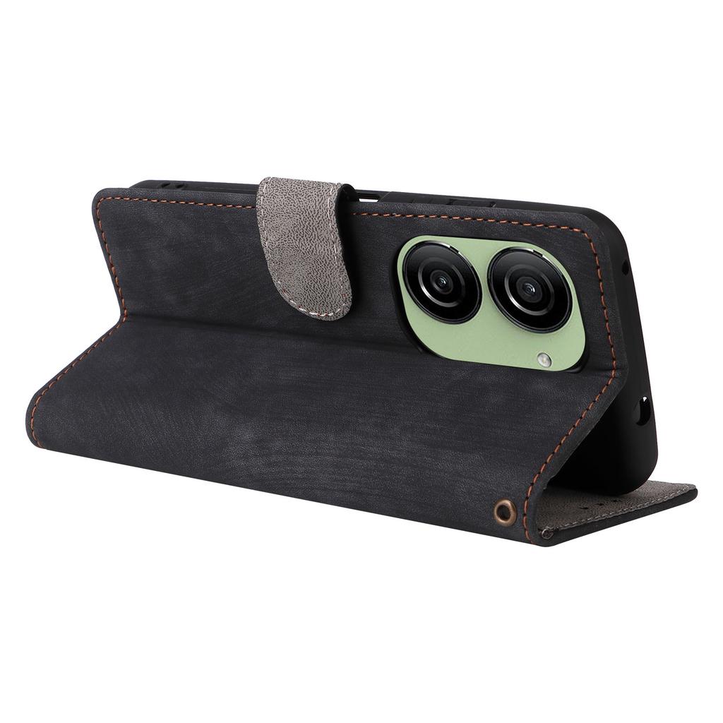 For Asus Zenfone 10 5G/Zenfone 9 5G Phone Case Wallet Stand Magnetic PU Leather RFID Blocking Cover with Strap