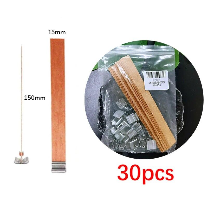 30pcs Of Wooden Candle Wick With Clip Base Candle Wicker Burning Smokeless Wick Candle Centering Tool