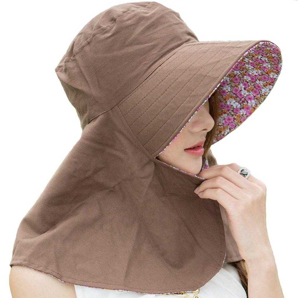 

Sunshade Cover UV Sunburn Reversible x Wine Red Small Floral Hat, Protection, Prevention, (Brown Pattern)