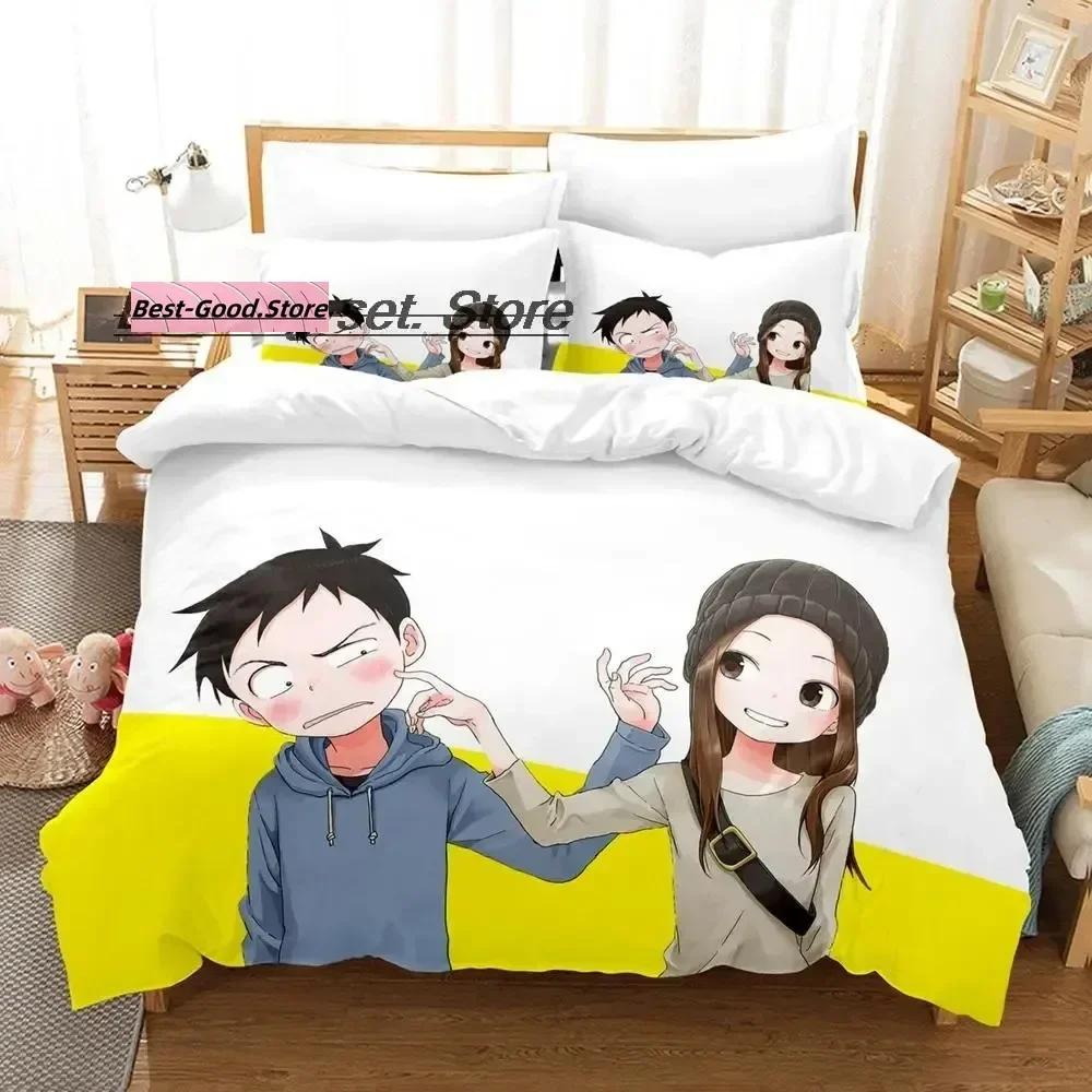 3D Teasing Master Takagi-San Bedding Set Printed Duvet Cover Pillowcase Single Double Queen Super King Size Sets