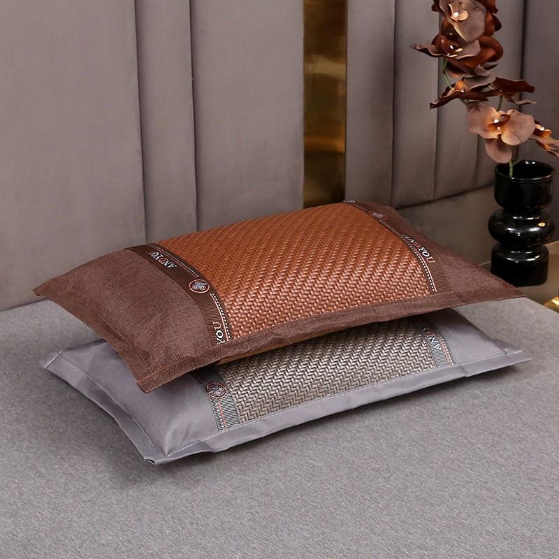 Cooling Buckwheat Pillow Adults Students Breathable Ice Silk Bamboo Cover Single Bed