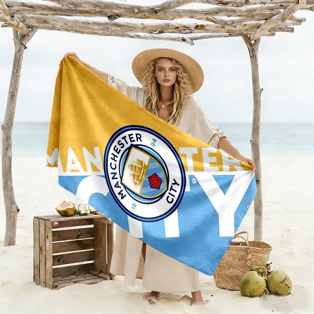 First Place Manchester City Fc Logo Beach Towel Soft Durable Quick-Dry Comfortable Lightweight