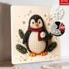 Framed Pearl Painting Kit DIY with Winter Penguin Scarf Design 3D Shiny Bead Art Canvas Ready to Display Elegant Home Decor Gift Idea
