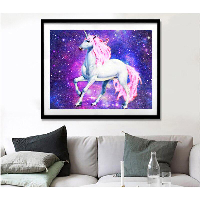 Diamantová malba Bílý kůň Celý kulatý Diamantový vyšívání zvířat Obrázek 5D drahokamu Home Decor