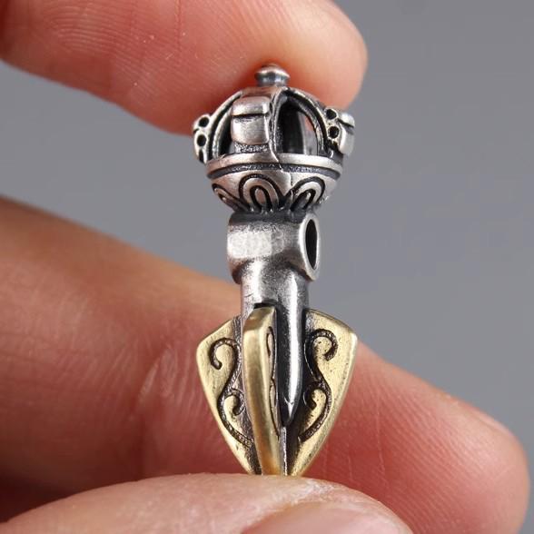 Tibetan Buddhist Vajra Pestle & Hook Pendant Bracelet Necklace DIY Cultural Accessories Height 26mm