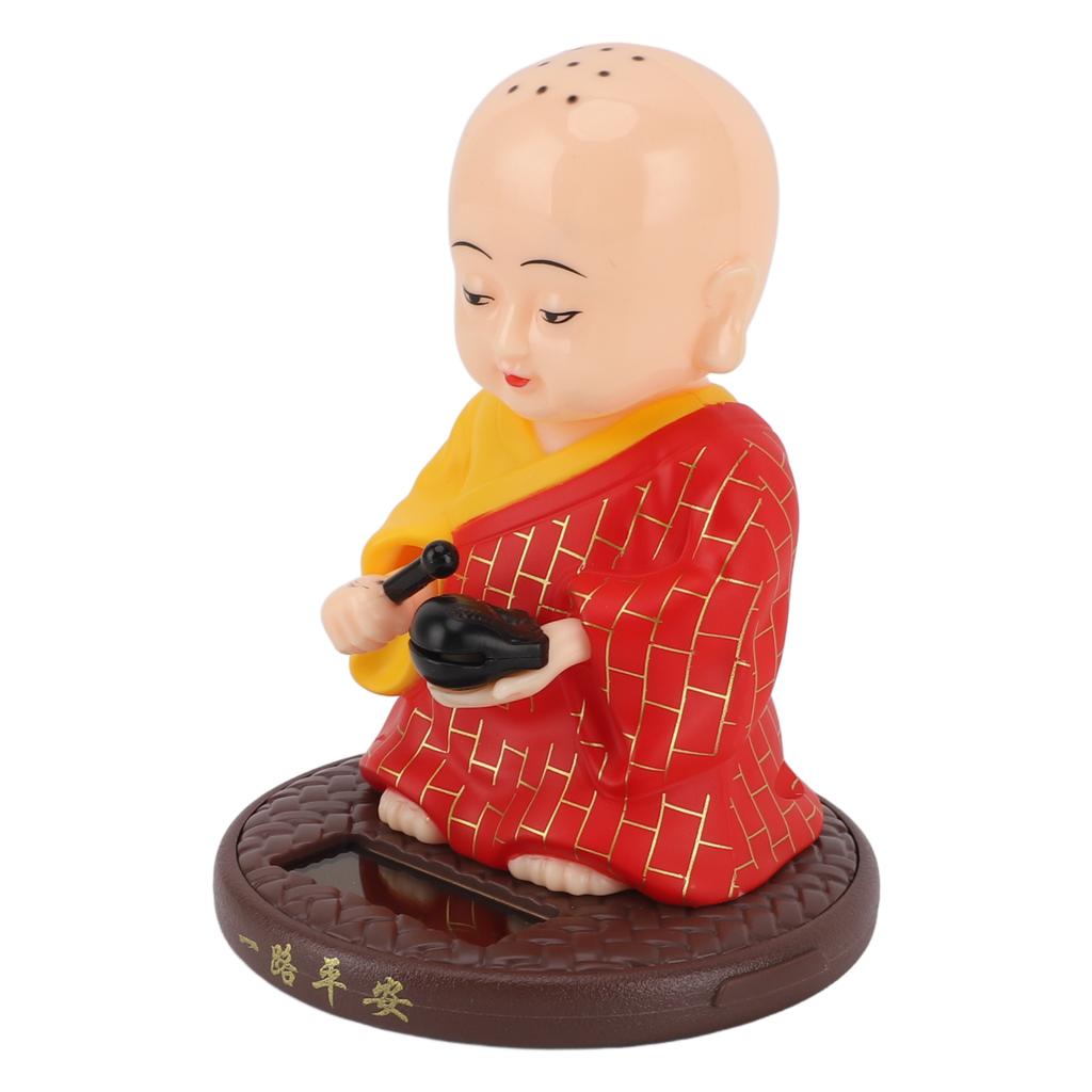 Solar Little Monk Figurine Automatic Head Shaking Decorative Funny Statue Ornament for   Car Dashboard Home