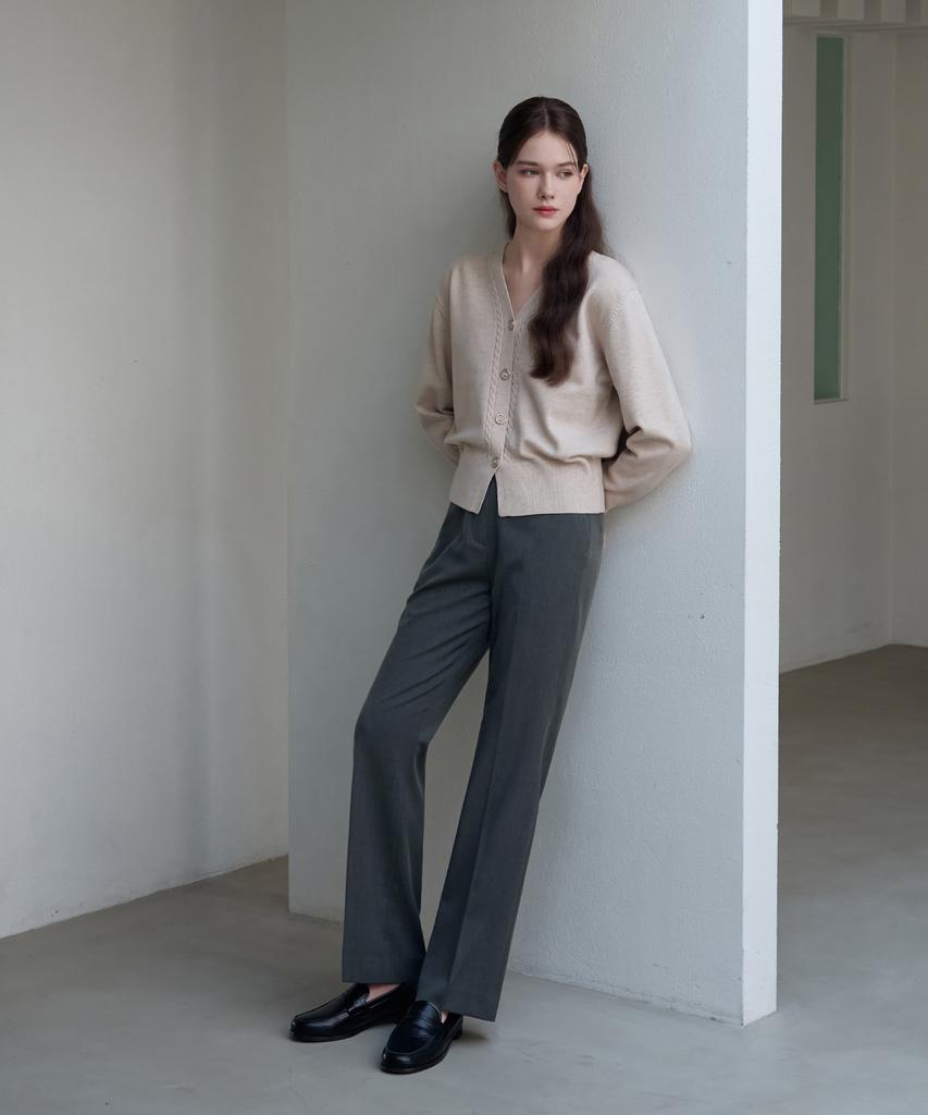 Deuloupisumeon Comfy Wool Straight Slacks [Charcoal]