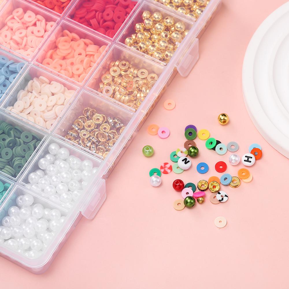 3440-3740pcs 6mm Clay Beads with Imitation Pearl Beads Rhinestone Spacer Bead for Friendship Bracelet DIY Jewelry Making Kits