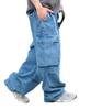 WEGO Denim Easy Cargo Size Lightly Denim Finish Men's Pants, L,