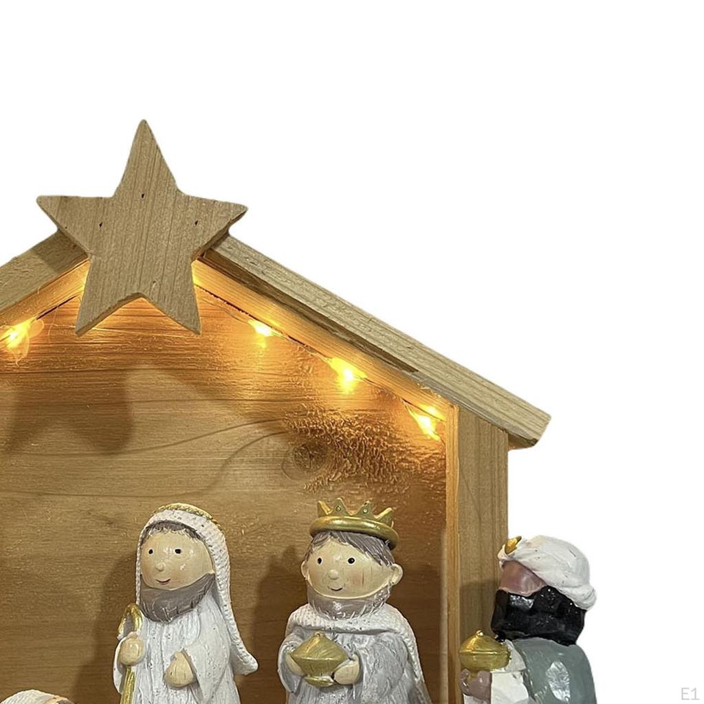 Christmas Nativity Scene Statue Manger with Light Gift Centerpiece Fine Craftsmanship