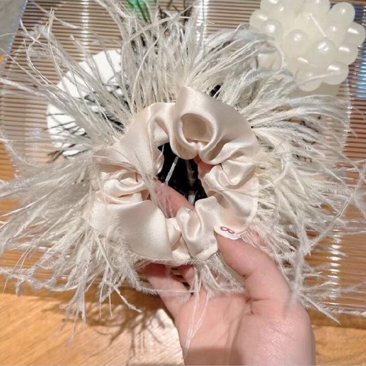 Ostrich Feather Hair Scrunchie Feather Hair Tie Hair Rope Headpieces for Women