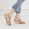 2026 Women Wedges Sandals Ladies High Heel Shoes Soft Leather Fashion T Style Metal Decor Female Pumps Large Plus Size 36 42