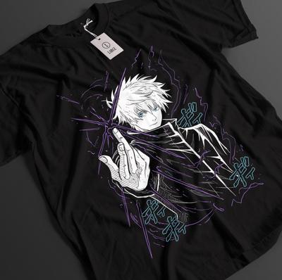 2026 Verano Jujutsu Kaisen Anime Satoru Gojo Estampado Shorts de Manga Corta Sueltos Camiseta Infantil 100% Algodón Tendencia Unisex Casual Suelto