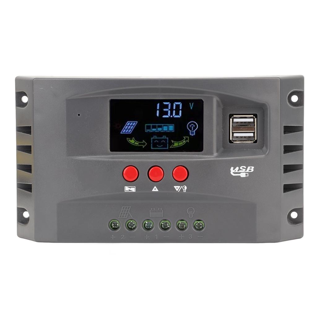 Solar Charge Controller MPPT Tracking Charging 12V 24V Automatic Adaptation LCD Solar Panel Regulator with 2 DC USB 50A