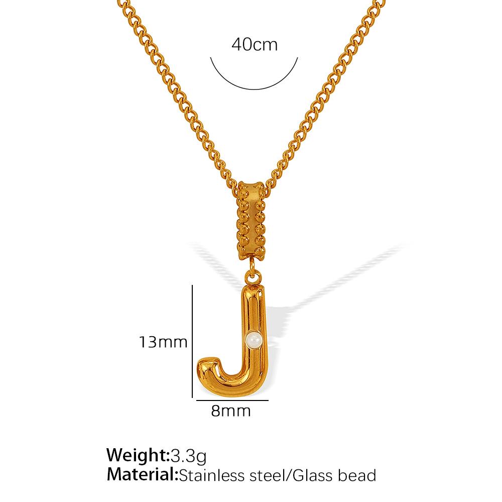 18k Gold-Plated Titanium Steel Bubble Letters Necklace for Women