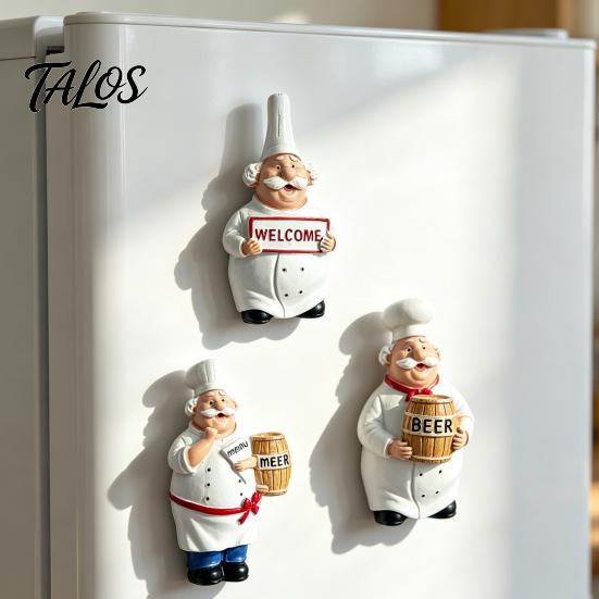 Kitchen Magnetic Decoration Cartoon Fat Chef Fridge Magnet, Hand-painted 3D Refrigerator Magnet Picture Photo Holder for Home Office Decorative