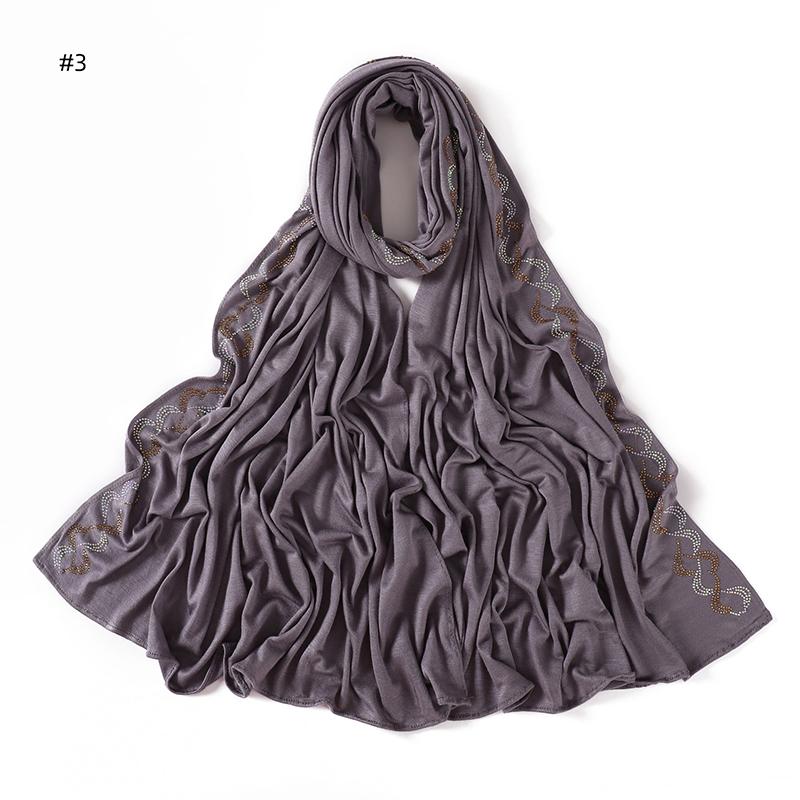New Rhinestone Hijab for Women Gold Silver Diamond Muslim Headscarf Soft Breathable Jersey Wrap Eid Ramadan Fashion Accessories