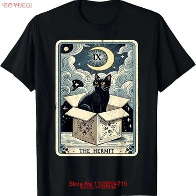 The Hermit Tarot Card Cat In Box Mystic Funny T Shirt Halloween  Vintage Washed Versatile Soft Stylish Stretched Slightly