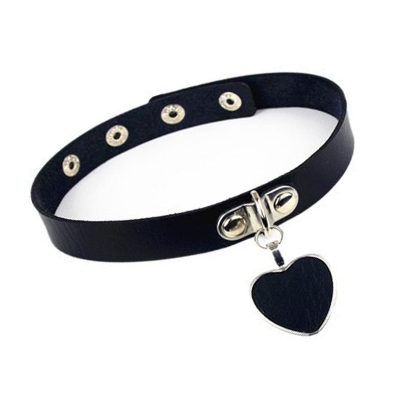Sexy Necklace Collar Leather  Cosplay Heart Collars And Leash Set For Women Bondage Gothic Choker Accessories