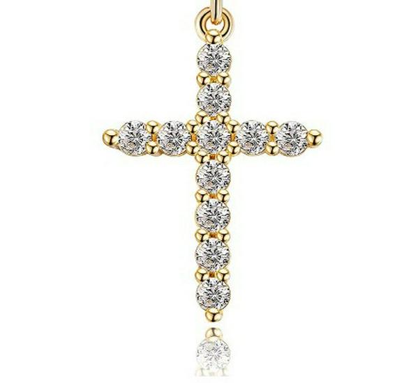 S925 Sterling Silver Diamond Cross Choker Necklace - Showerproof, American Hip Hop Style