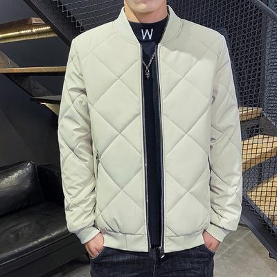 Jesienna i Zimowa Męska Aksamitna Pogrubiona Kurtka Casualowa Bejsbolówka Wzór Rombów Retro Moda Kardigan Cienka Bawełniana Kurtka