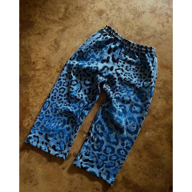 Y2K Leopard Print Hooded Sweatshirt Set Women Loose Fit Zipper Streetwear Two Piece Outfit