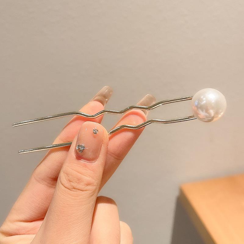 U-Shaped Fixed Hairpin with High-End Alloy Comb for Women's Updos - Ancient Style Four-Tooth Insert