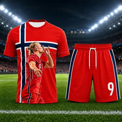 Tricou de Fotbal Comemorativ Haaland Imprimat 3D Respirabil de Vară pentru Fani Sporturi în Aer Liber Fotbal Unisex Top Zilnic pentru Copii