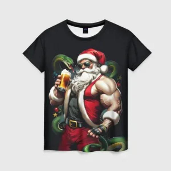

Мужская футболка с принтом на тему Санта-Клауса, повседневная, свободная, удобная, дышащая, оверсайз, с коротким рукавом 3XL
