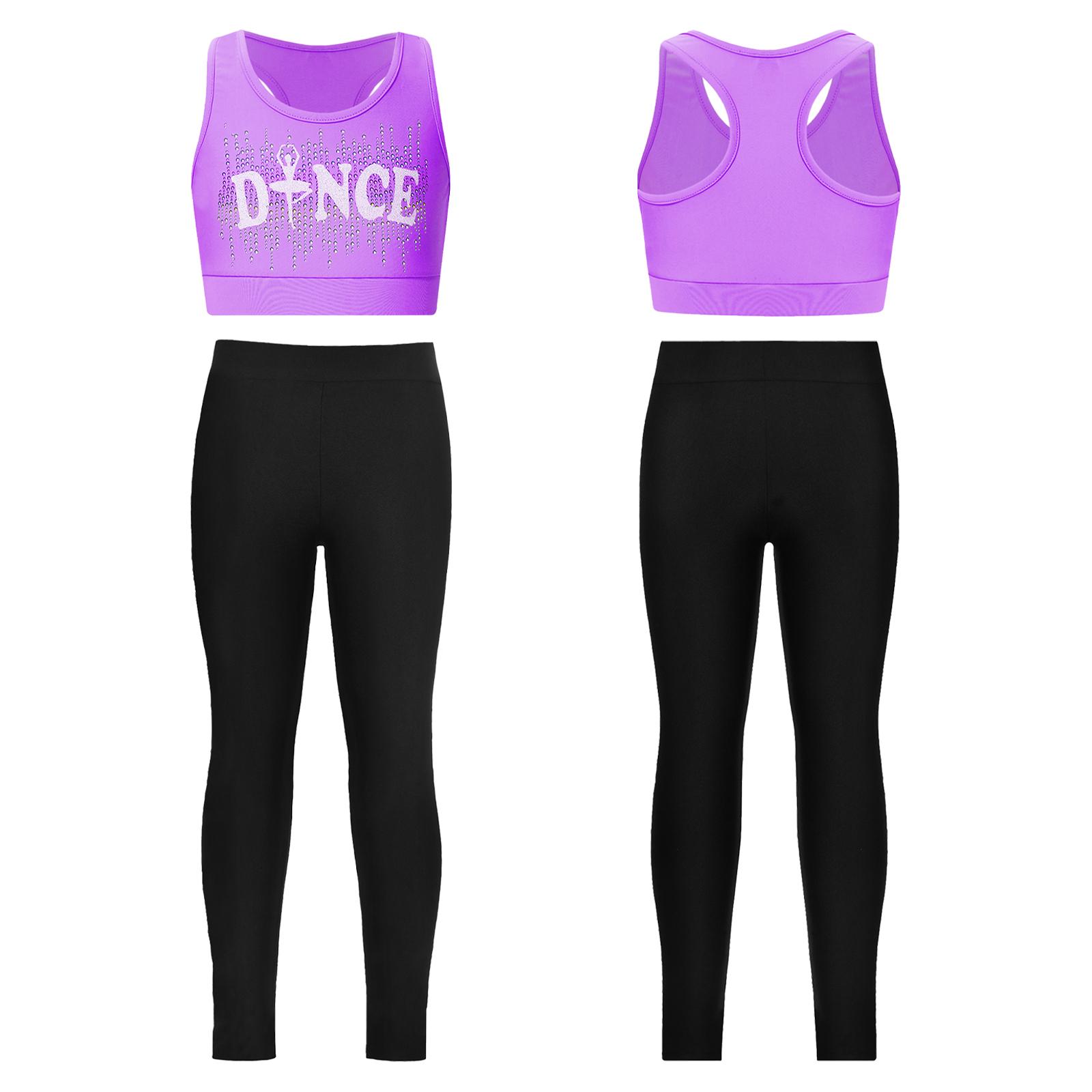 

Діти, дівчата, топи без рукавів і легінси, гімнастика, танці, спорт, 2 шт. 5-6 Years