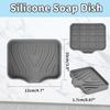 2 Pack Silicone Soap Dish with Drain, Self Draining Bar Soap Holder for Shower, Silicone Dish Soap Tray, Bathroom and Kitchen Sink Organizer, Grey