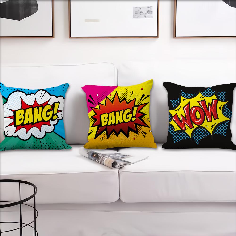 Art Pop BANG WOW BOOM POW cushion cover Pillow Cover Home Sofa living Decoration Room  Office Car Nordic Simplicity